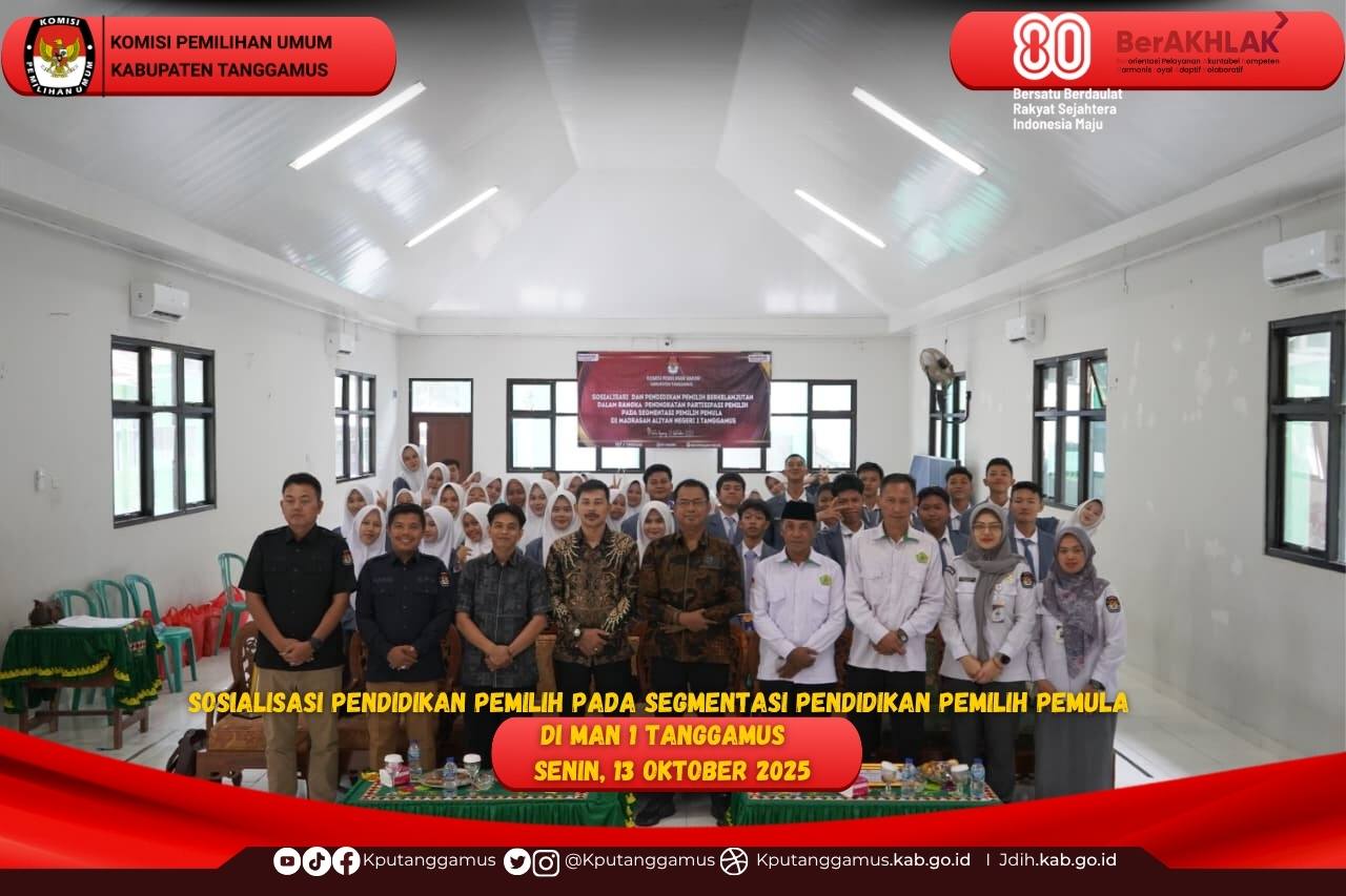 Kegiatan Sosialisasi dan Pendidikan Pemilih Berkelanjutan  di MAN 1 Tanggamus. Senin (13/10/2025