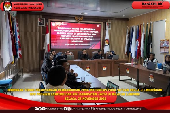 KPU Tanggamus mengikuti BimTek  Pelaksanaan Pembangunan Zona Integritas  se KPU Provinsi Lampung