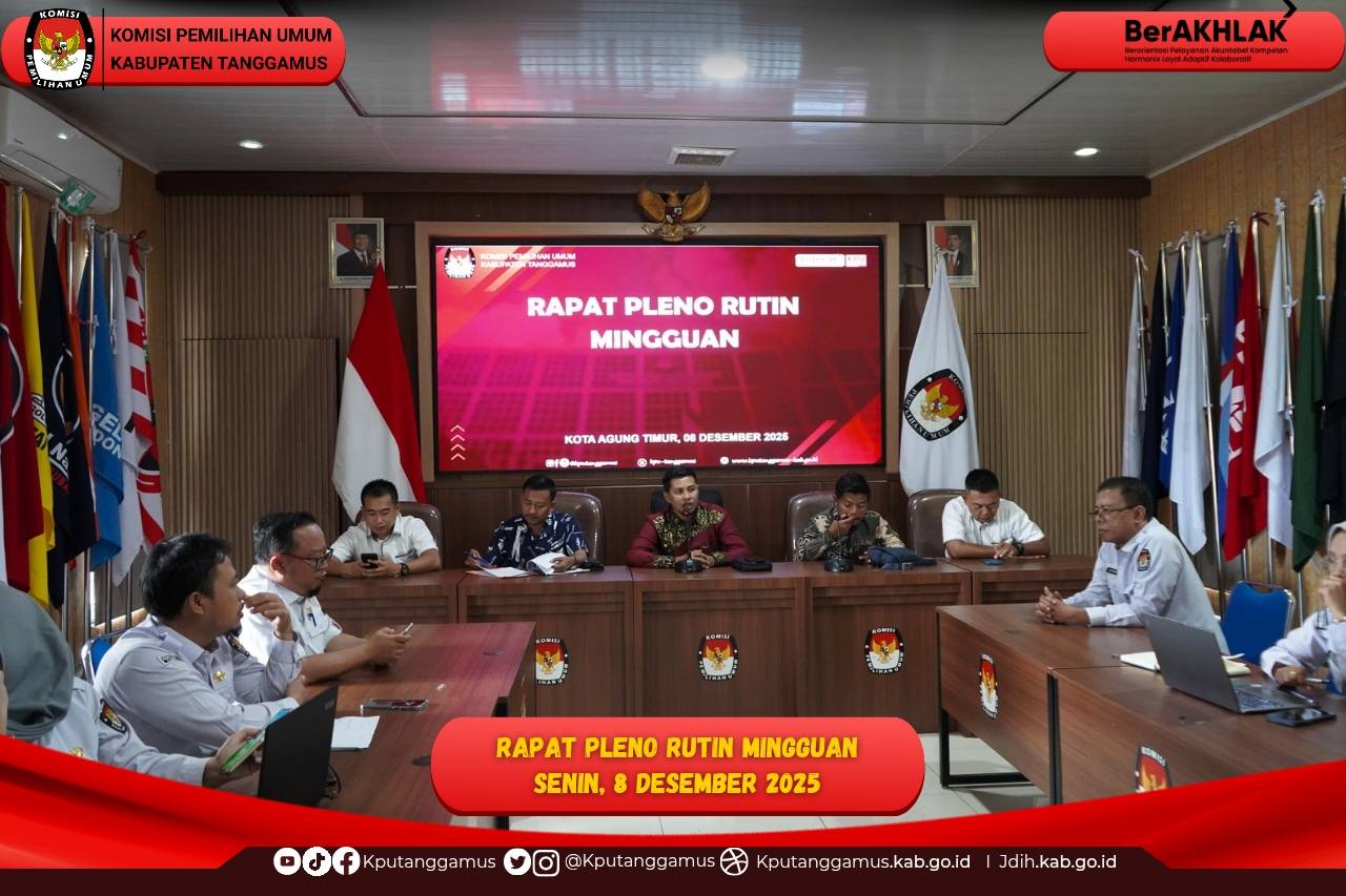 KPU Tanggamus melaksanakan Rapat Pleno Rutin Mingguan   Senin, (08/12/ 2025)