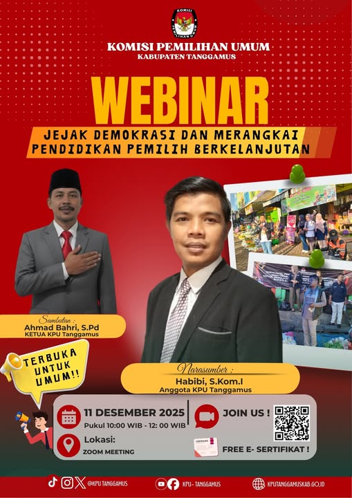 KPU Tanggamus melaksanakan Wiebinar ”dengan Via Zoom kemasyarakat Umum