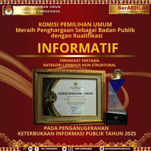 KPU  meraih penghargaan sebagai Badan Publik dengan Kualifikasi Informatif Peringkat Pertama