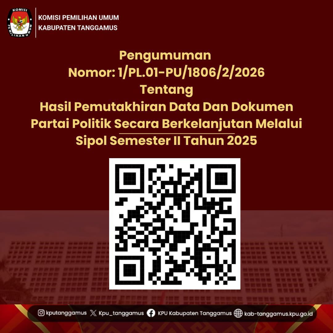 pemutakhiran data dan dokumen partai politik   melalui sipol semester II Tahun 2025