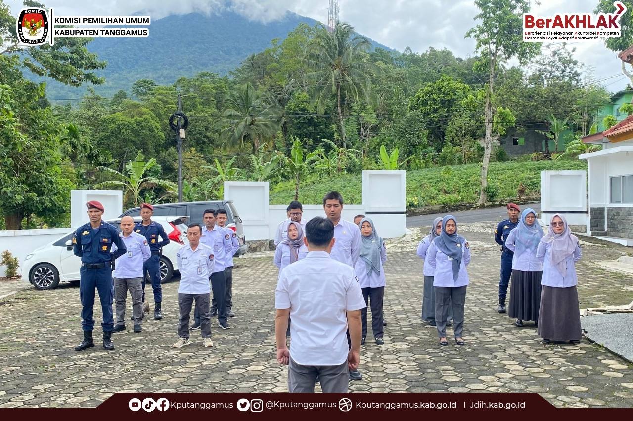 Komisi Pemilihan Umum Kabupaten Tanggamus melaksanakan Apel Rutin Mingguan