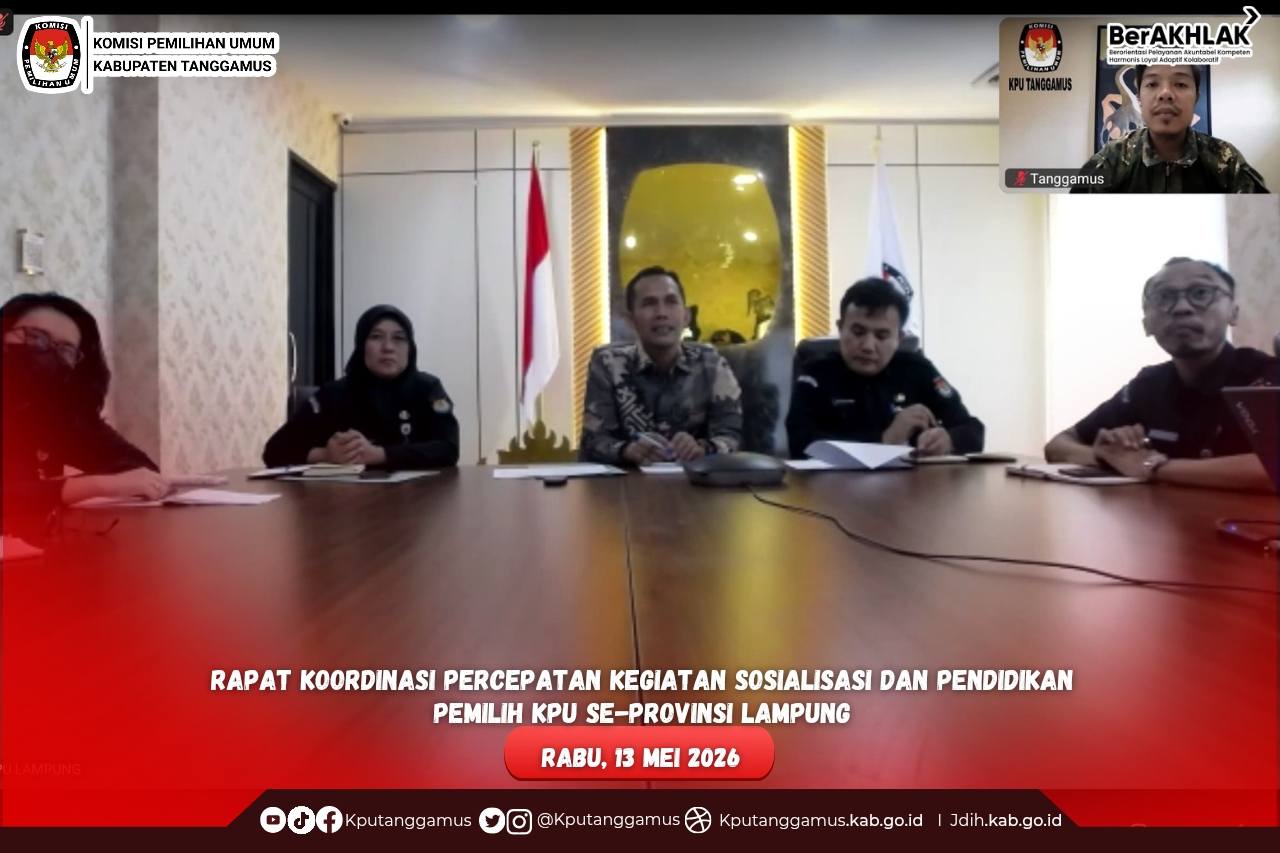 KPU Kabupaten Tanggamus mengikuti  Zoom Meeting yang diselenggarakan KPU Provinsi Lampung.