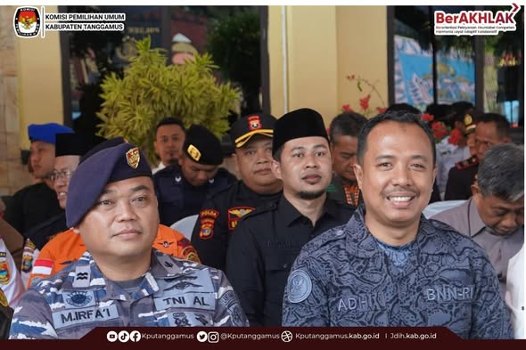 Ketua KPU Kabupaten Tanggamus Ahmad Bahri menghadiri Upacara Peringatan Hari Bhayangkara ke-80,