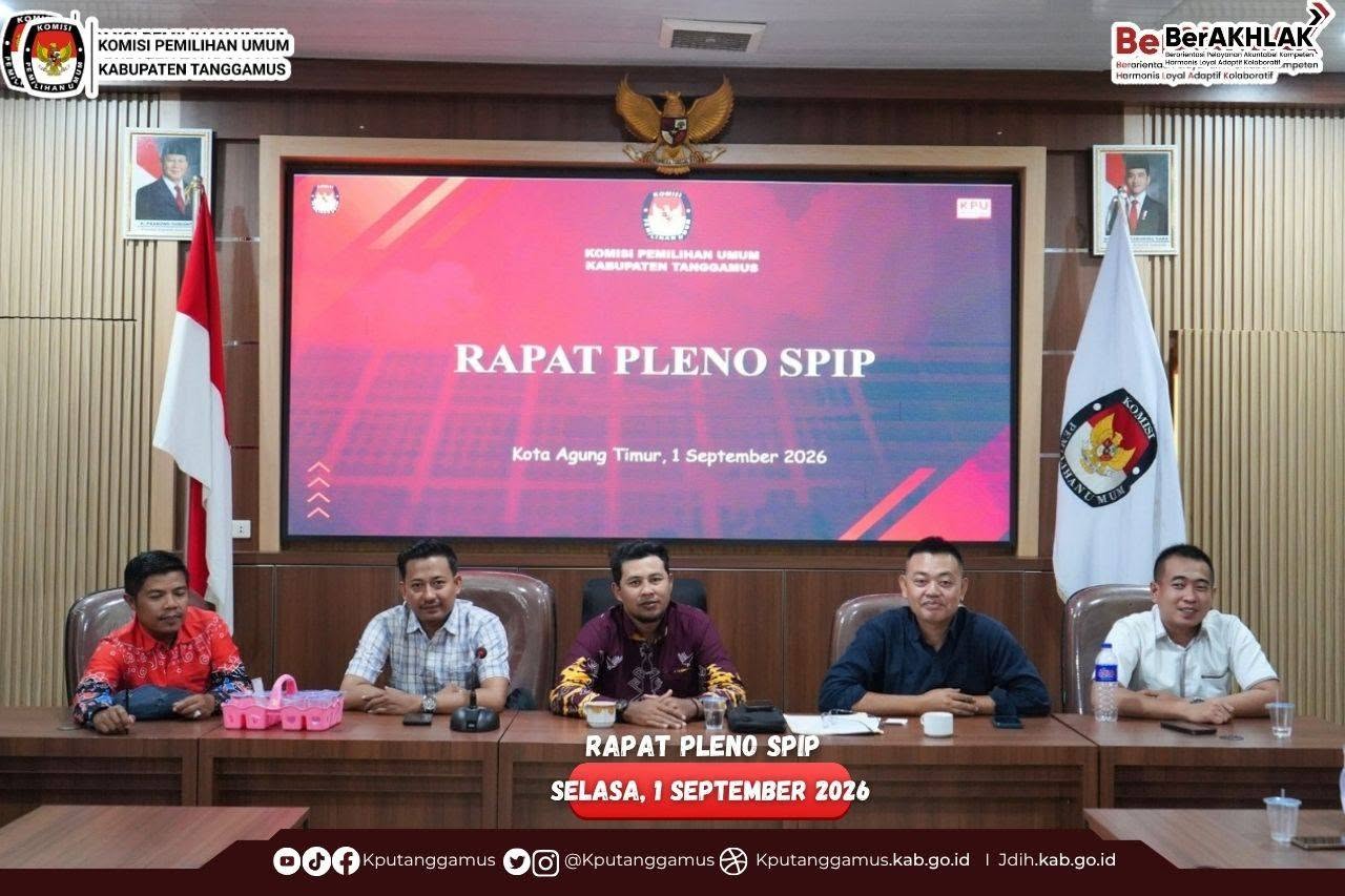 KPU Kabupaten Tanggamus  melaksanakan Rapat Pleno SPIP . Selasa, (01/09/2026)